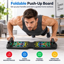 Foldable Push-Up Board Set for Strength Training – Handle System with Jump Rope for Chest, Arms, Back & Core Workouts