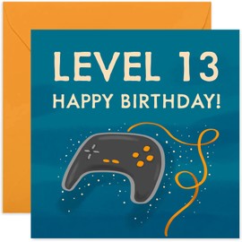 Old English Co. Happy 13th Birthday for Gamer - Gaming Greeting Card for Boy or Girl | Video Game Controller Design for Son or Daughter | Blank Inside with Envelope