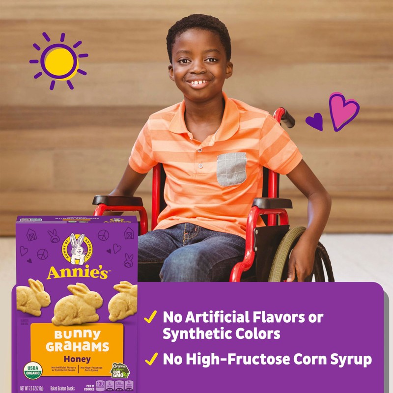 Annie's Organic Bunny Grahams Snack, Honey, 1.25 Oz, 100 Count