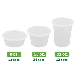 CXPSINC 48 Sets Food Storage Containers-8,16,32oz Plastic Deli Containers with Lids, BPA-Free Leakproof Round Clear Takeout Container Meal Prep Microwavable, Airtight Lids (Mixed Sizes)…