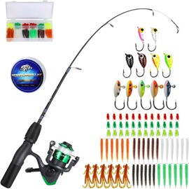 Sougayilang Ice Fishing Combos, Sensitive Ice Spinning Reel and Fishing Rod Combo for Trout, Walleye, Perch, Panfish Bluegill Crappie- 26in M with Complete Kit