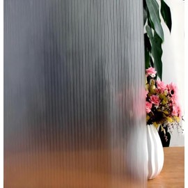 STATINT Reeded Glass Window Privacy Film 3D Decorative Frosted Non Adhesive UV Heat Blocking Day and Night Vinyl Privacy Clings for Bathroom Living Room，29.5 Inch X 13.1 Feet