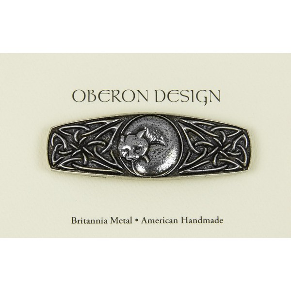 Dreaming Cat Hair Clip, Hand Crafted Metal Barrette Made in the USA with a Medium 70mm Clip by Oberon Design