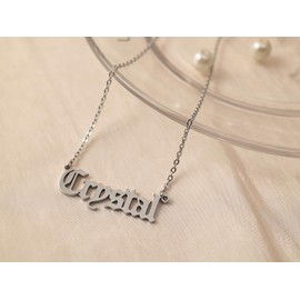 BeautyLiLi Charm Silver Necklace Old English Pendant Name Necklace Jewelry Gifts for Women Brooklyn