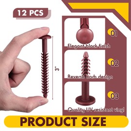 MorningRo 12 Pack Vinyl Shutter Fasteners Plastic Shutter Screws Window Shutters Exterior Spike Loks for Installing Decorative Exterior Vinyl Shutters (Burgundy Red)