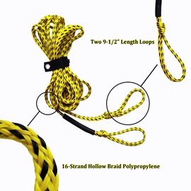 Boat Tow Rope with Floating Foam for Tubes for Boating,Heavy Duty Tube Rope for Tubing,Ski Rope for Water Skiing,60FT,1-6 Riders Towable Tube,with Store Bag,Yellow and Black