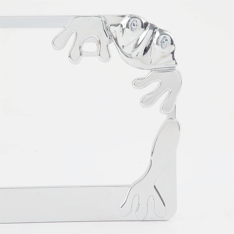Chrome Frog License Plate Frames, 3D Horror License Plate Frames