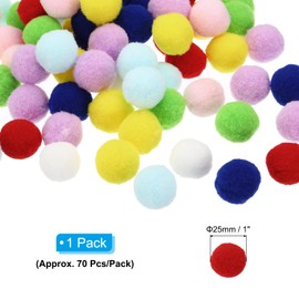 PATIKIL 1inch Pom Poms for Crafts, 2Pack 70Pcs High Elastic Fuzzy Pastel Pom Pom Balls for Art Supplies DIY Creative Craft Material Handicraft Decorations, Multicolored