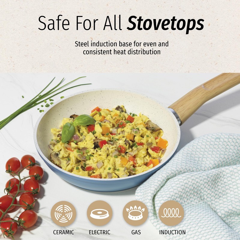 GoodCook Healthy Ceramic Titanium-Infused 8” Fry Pan, Light Blue –
