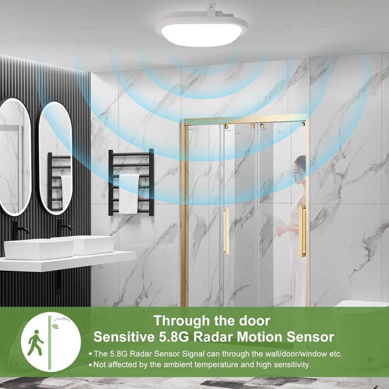 LEZOE 18W LED Wet Room Light with Motion Sensor Indoor,
