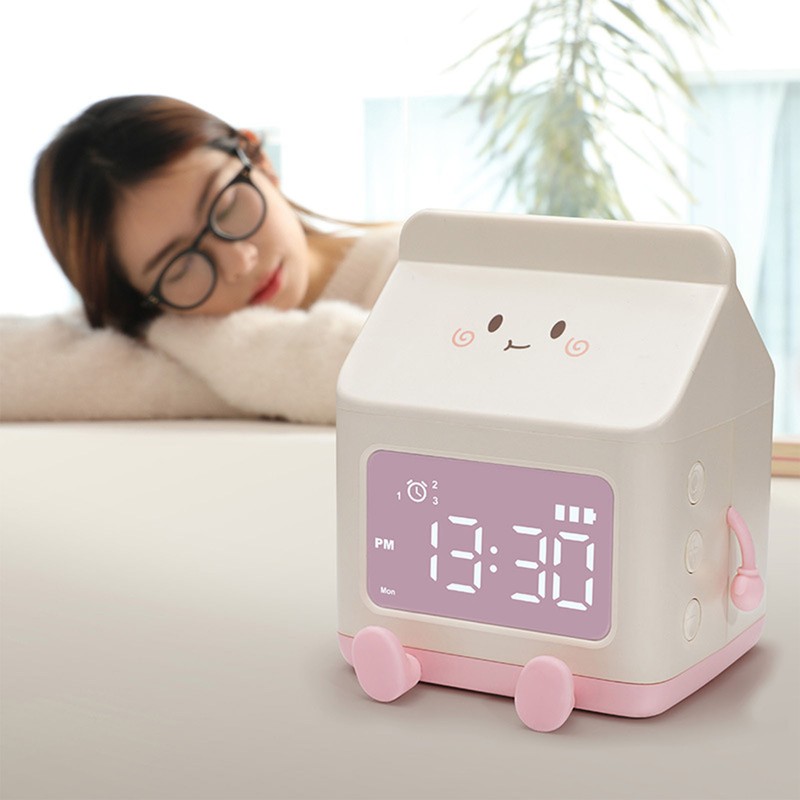 Fun Milk Box Alarm Clock Student Countdown Cartoon Alarm Clock