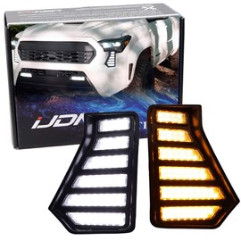 iJDMTOY Below Front Head Lamp Vertical Filler Replace White/Amber Sequential Blink Switchback LED Daytime Running Light Kit Compatible with 2024-up Toyota Tacoma