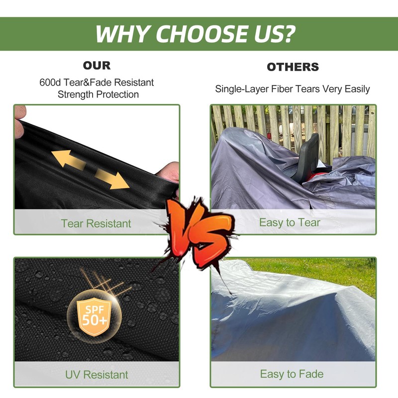 Zenicham Lawn Mower Cover, 600D Waterproof Zero Turn Mower Cover,