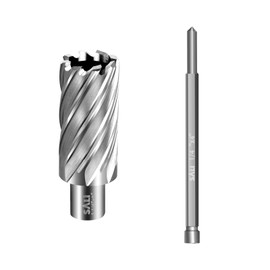 SALI Annular Cutter Diameter 1-1/4 Inch with Weldon Shank 3/4" (with 2 Flats) Cutting Depth 2" Mag Drill Bit for Magnetic Drill Press HSS Fully Ground Drill with One 1/4"*4" Pilot Pin