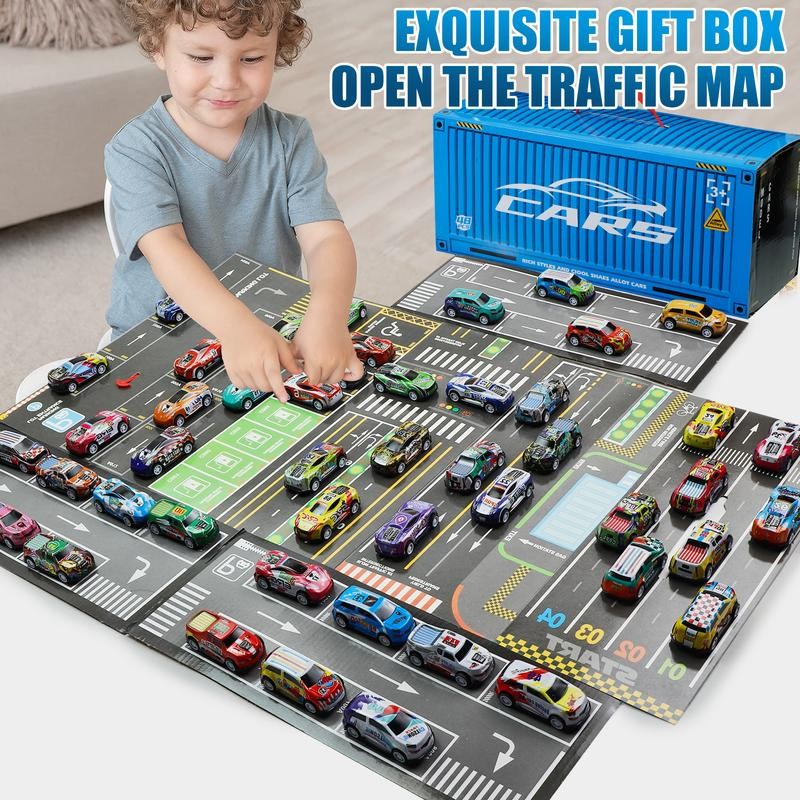 48-Piece Pull Back Alloy Car Set Toy for Kids with