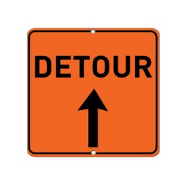 Aluminum Square Metal Sign Multiple Sizes Detour Straight Traffic Mutcd Dot with Border Weatherproof Street 18x18Inches