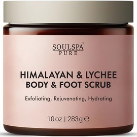 Exfoliante corporal y para pies del Himalaya Lujoso exfoliante corporal con sal rosa del Himalaya y rico en minerales para una piel renovada y radiante, 10 oz