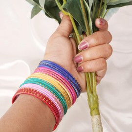 Touchstone "Colorful Bangle Collection Indian Bollywood Alloy Metal Rich Gorgeous and Live Textured Vintage Colors Jewelry Bangle Bracelets for Women., L - Circ 8.2 in-Indn Size 2.10-Dia 2.6 in,