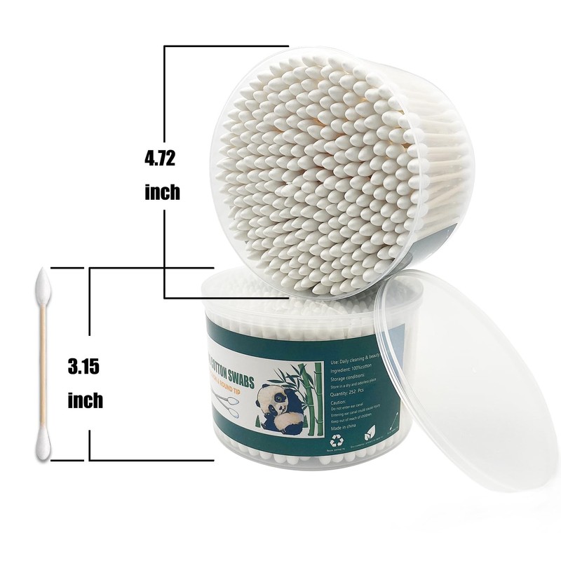 Thick Cotton Swabs,XL Size Natural Bamboo Cotton Buds,Precision & Round