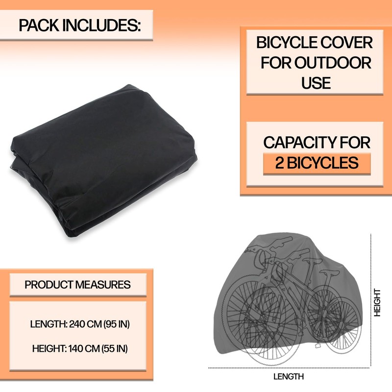 Bicycle cover for 2 bicycles, excellent protection against rain, sun