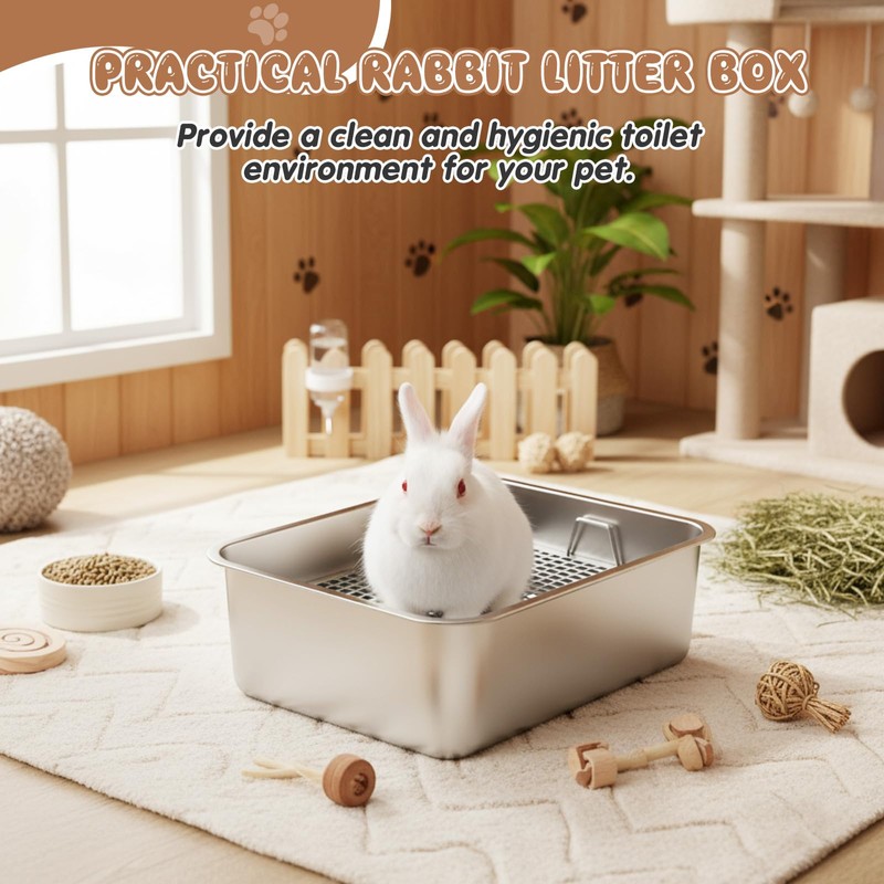 Maxcheck 2 Pcs Large Rabbit Litter Box, Stainless Steel Rabbit