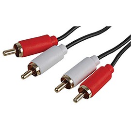 2X PHONO PLUG TO PLUG LEAD 5M BLACK, Audio & Video Cable Assemblies QTY X 1