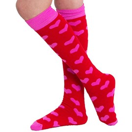 Chrissy's Socks Women's Heart Knee High Socks 7-11 Red/Pink