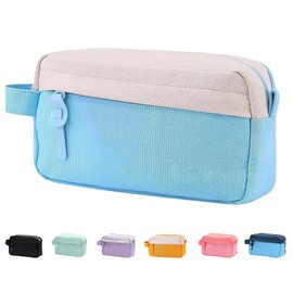 Large Capacity Pencil Case with 3 Compartments, Portable Big Pencil Pouch with Durable Zipper, Extra Big Pencil Bag for Easy Carrying (Light Blue)