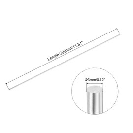 sourcing map 3mmx300mm 304 Stainless Steel Solid Round Rod for DIY Crafts - 3pcs