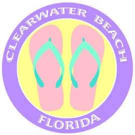Athena Brands Flip Flops Clearwater Beach Florida - Car Truck Window Bumper Sticker Decal - Panama Purple