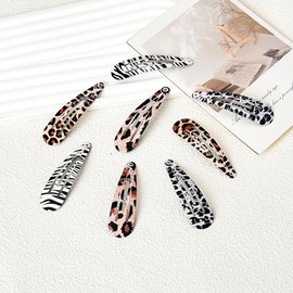 Leopard Snap Clips for Hair Y2K Black White Brown Metal Zebra Cheetah Print Hair Clip Animal Pattern Barrettes Hair Pins Decoration Retro Edgy Hair Clips for Women Girls