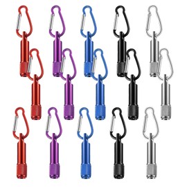 Tulov Pack of 15 Key Chains Mini LED Torch, 5 Colours Mini LED Torch Children's Set, Mini Torch for Children, Camping, Outdoor, Hiking (Black & Purple & Blue & Red & White)