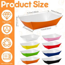 24 Pcs Orange Paper Food Tray Sturdy Disposable Food Boats Nacho Plates Disposable Serving Snack Trays for Catering, Party Birthday Supplies, and Food Service (Orange)