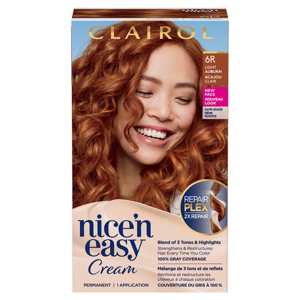 Clairol Nice'n Easy Permanent Hair Dye, 6R Light Auburn Hair Color, 1 Count