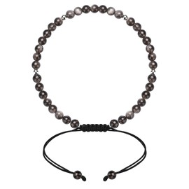 Apocalyptic-K Braided Rope Natural Stone Bracelet & 925 Sterling Silver, Gold-Plated, 4-6 mm, 6.7-9.3 inches, Women's Bracelet & 925 Sterling Silver, Adjustable, Sterling Silver Stone, 925 sterling