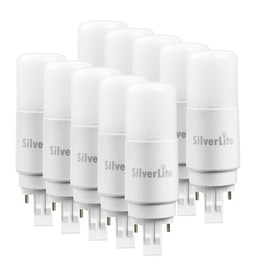 [Plug&Play] Silverlite 7w(18w CFL Equivalent) LED Stick PL Bulb GX23-2 Pin Base, 700LM, Warm White(3000k), Driven by 120-277V and CFL Ballast, UL Classified, 10 Pack