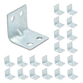 VHG Corner Brackets Wood Connectors - Pack of 20 (20 x 20 x 20 x 1.5) Heavy Duty Reinforced Braces, L Shaped Angle Connector with Beading, Timber Joining Fixing Connector, Galvanised Steel Metal Sheet