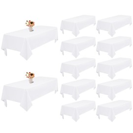Gtiametor 12 Pack White Tablecloth 60 x 102 Inch, Rectangle 6 FT Table Cloth, Stain and Wrinkle Resistant Washable Polyester White Tablecloths for Dining Table, Buffet Parties and Wedding