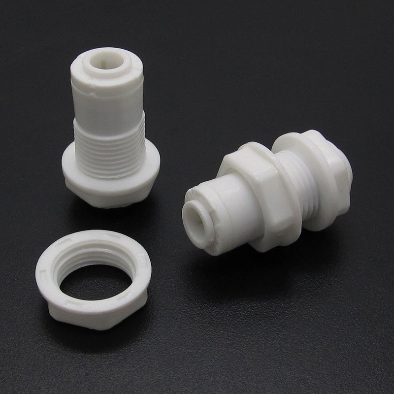 5 PCS White Fittings Bulkhead Connector 1/4" Tube Quick connect