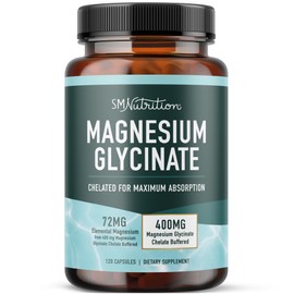 SMNutrition Glicinato de magnesio 400 mg  Glicinato de magnesio quelado para máxima absorción y biodisponibilidad  Relajación, salud muscular, estrés 