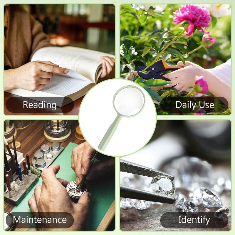 Handheld Reading Magnifying Glass, 3.5X & 5X Dual Lens Magnifier,