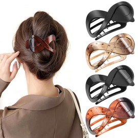 PROPOG 4 Pcs Hair Claw Clips, Strong Hold Hair Clips Women Non Slip Large Claw Clip for Thick Hair Hair Accessories for Curly & Wavy Hair