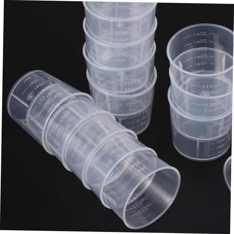 FELTECHELECTR 30ml Plastic Measuring Cups Set 30pcs Graduated Beakers for