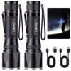 LETMY Rechargeable Flashlights High Lumens, 2 Pack 2000 Lumens Super