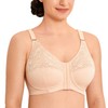 LAUDINE Women's Front Closure Lace Wireless Back Support Posture Bra