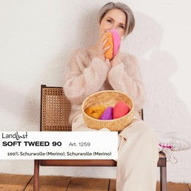 LANA GROSSA Landlust Soft Tweed 90, Classic Twisted Tweed Yarn Made of Virgin Wool with Multicoloured Nubs, Hand Knitting Yarn Made of 100% Merino Wool, 50 g Wool for Knitting and Crocheting, 90 m Yarn FB2