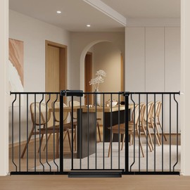 Foreng Extra Wide Baby Gates for Doorways 52.76"-62.20" Extra Wide Baby Gate Dog gate Pressure Mounted Walk Through Pet Gate Black