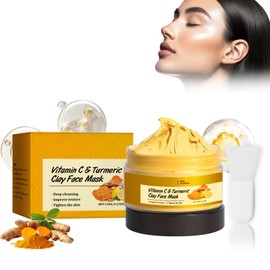 Kurkuma Vitamin C Tonmaske, Gesichtsmaske mit Kurkuma Vitamin C, Kurkuma-Vitamin-C-Ton-Maske, tief reinigende Gesichtsmaske clay face clean