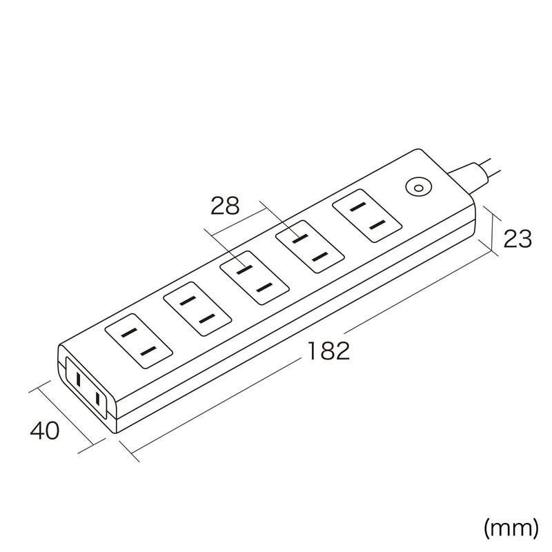 Sanwa Supply TAP-SP2116MG-3WN Power Tap, 6 Outlets, 6 Ports, 6.9