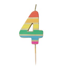 Talking Tables Numero Quattro 4 Candela Compleanno Arcobaleno per Torte, Topper Decorazione, Qualità Premium, Candele Numerali, 5,5 cm, Confezione Riciclata